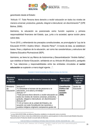 2. PSDI Educación Bolivia 2021-2025.pdf/Documento para examen a ...