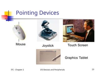 ITC - Chapter 2 I/O Devices and Peripherials 23
Mouse Joystick
Graphics Tablet
Touch Screen
Pointing Devices
 