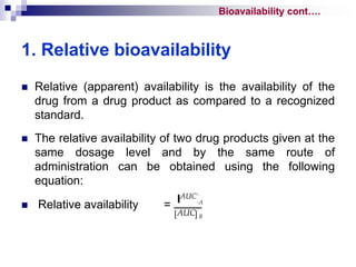 Relative Bioavailability Equation Comprehensive Overview of Biopharmaceutics and Pharmacokinetics ...