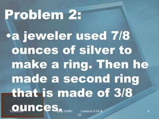 Word Problem Using 24 2 24 Fraction Word Problems | PPTX