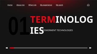 TERMINOLOG
IES
EMPOWERMENT TECHNOLOGIES
Home About me What I do My experience My work
 