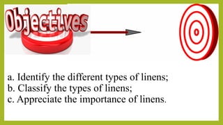 Linens Types Example Housekeeping-Classroom Observation- Types of Linens. | PPTX