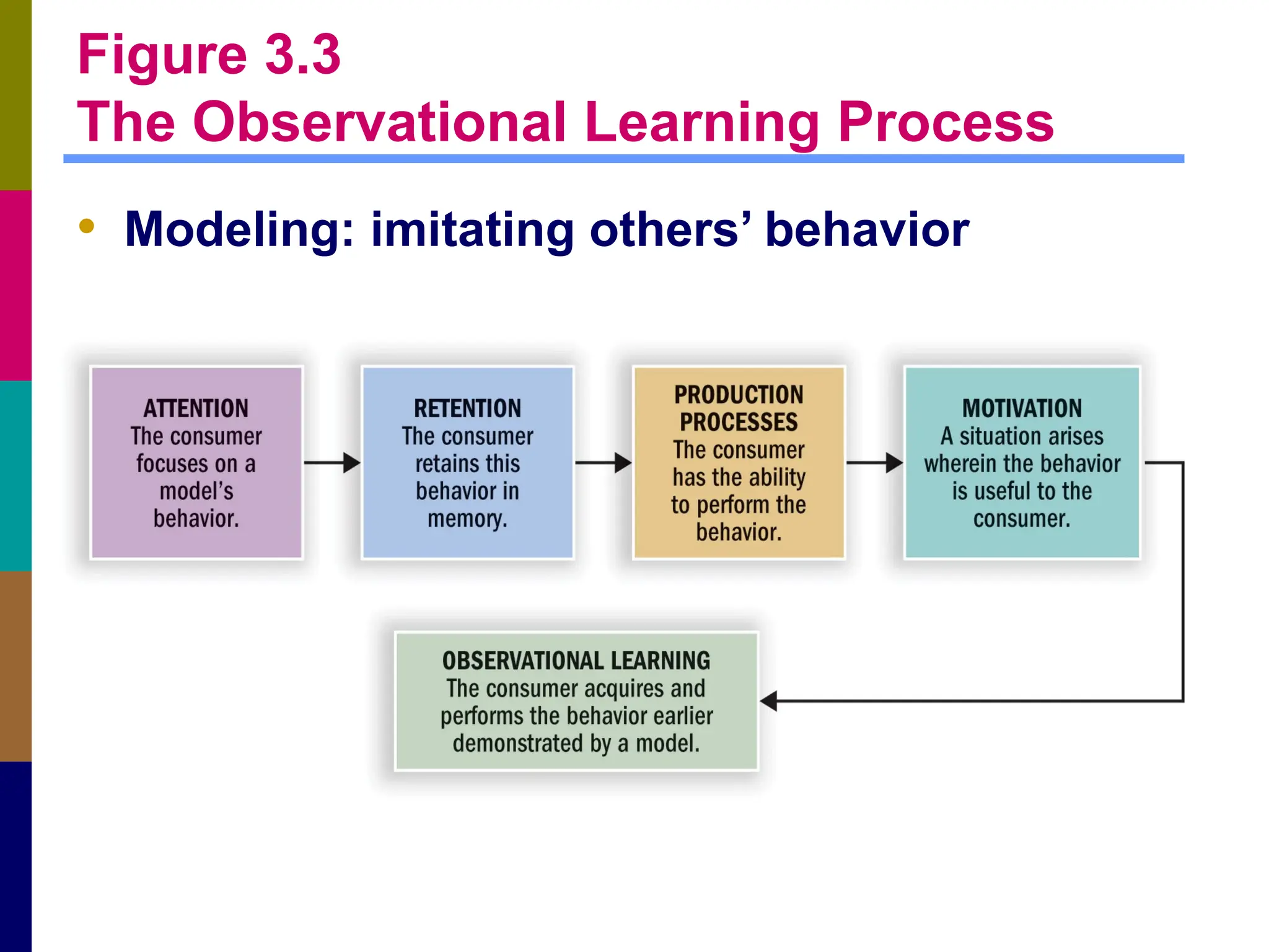 Figure 3.3
The Observational Learning Process
• Modeling: imitating others’ behavior
 