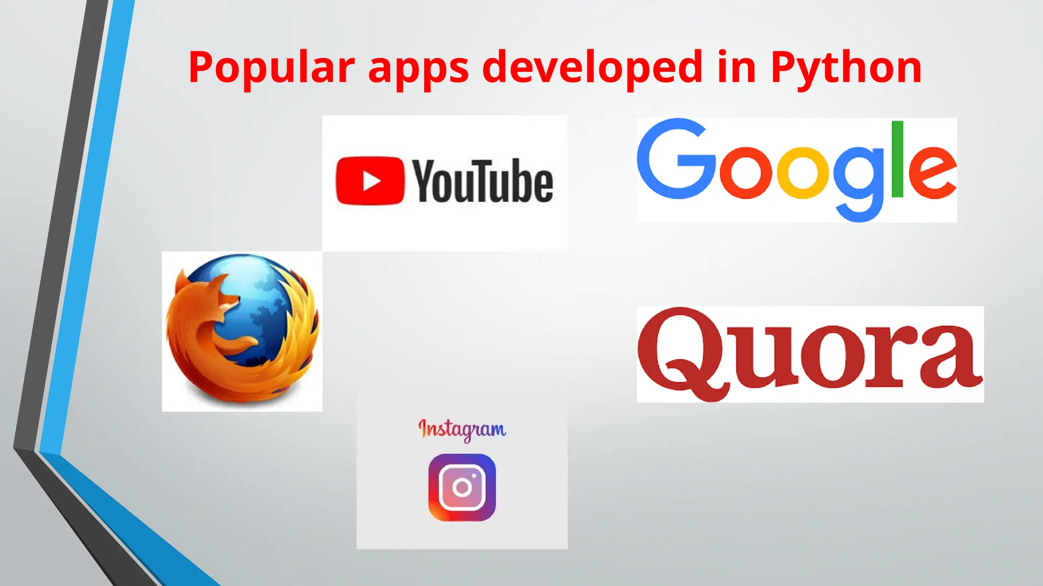 Popular apps developed in Python
 