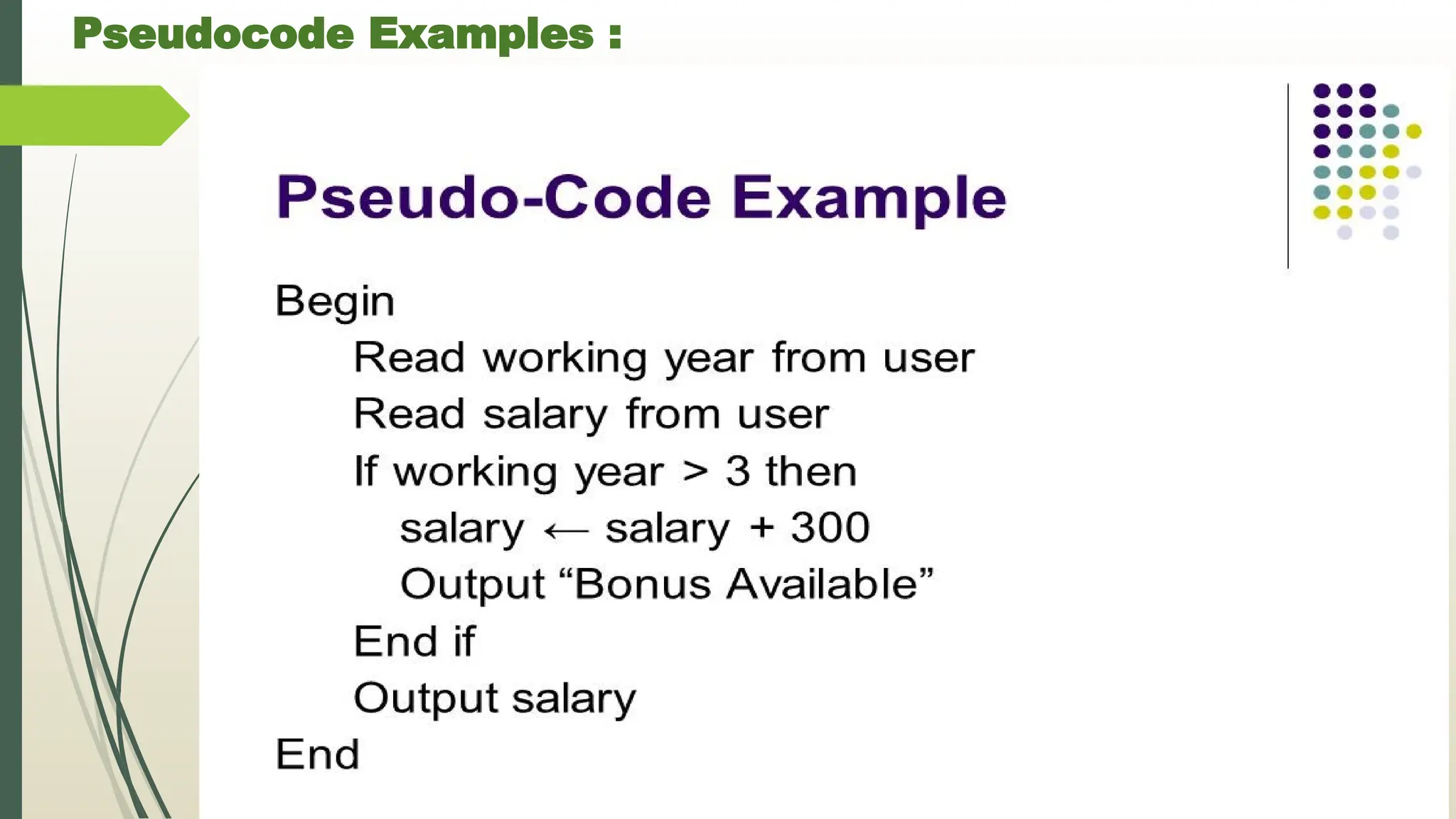 Pseudocode Examples :
 