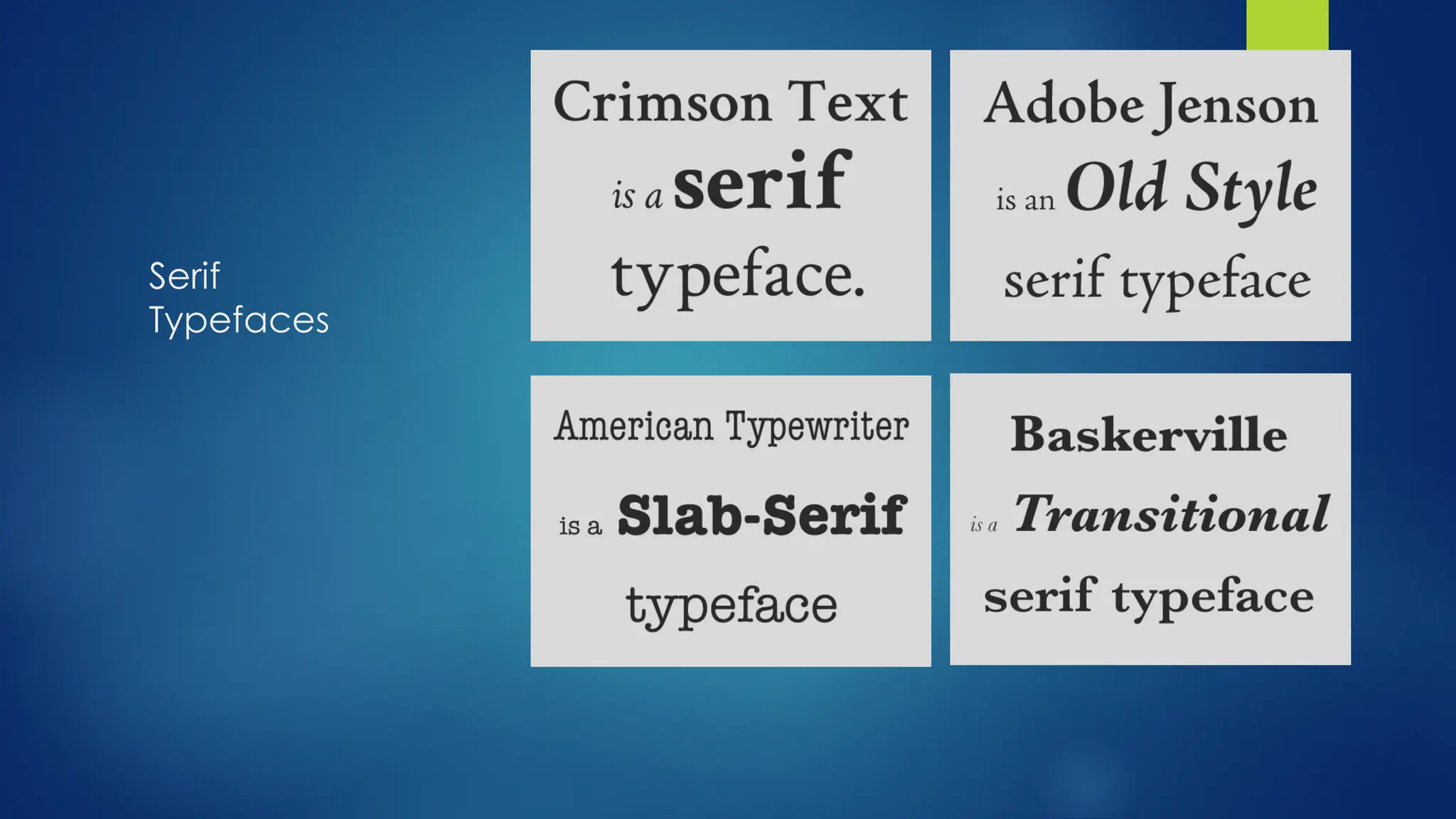 Serif
Typefaces
 