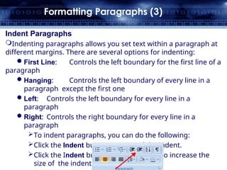 paragraph increase and decrease indent | line &... 2. Week Two MS Word 2023 PG Students 2003 PG Students Final.ppt