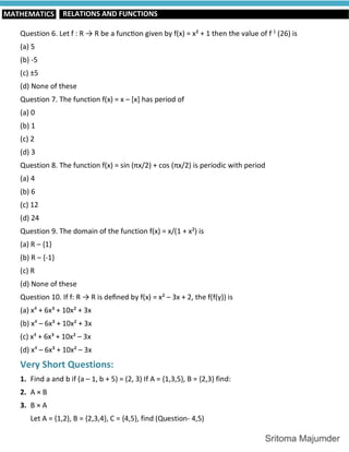 CBSE - Grade 11 - Mathematics - Ch 2 - Relations And Functions - Notes ...