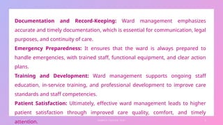 Ward Management: Patient Care, Personnel, Equipment, and Environment.pptx