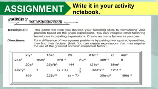 ASSIGNMENT Write it in your activity
notebook.
 