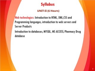 Unit II - Web Technologies.pptx computer application in pharmacy | PPTX