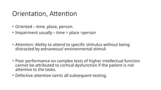 Higher Intellectual Function 2. Examination of Mental Status and Higher Cerebral Functions 21.02.24.pptx