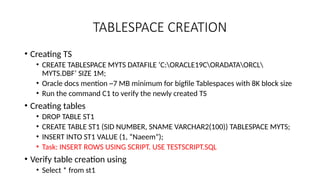 2. DATA STORAGE & TABLESPACES In ORACLE pptx | PPTX