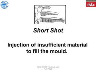 CORPORATE TRAINING AND
PLANNING
Short Shot
Injection of insufficient material
to fill the mould.
 