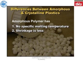 CORPORATE TRAINING AND
PLANNING
Amorphous Polymer has
 