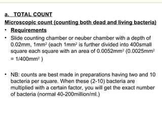 Microbial Counting Examples BACTERIAL AND MICROBIAL GROWTH REQUIREMENTS | PPT