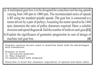 Machine Tool gear box Design using structure diagram, ray diagram and ...