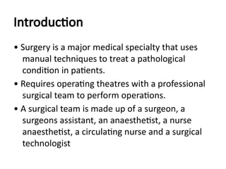 Operation Theatre Notes.pdf Lay out of a Standard Operating theater Lecture notes | PPTX