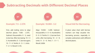 subtraction of decimal numbers and application | PPT