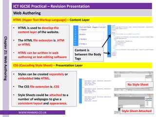 Comprehensive ICT IGCSE Web Authoring Practical Revision Guide | PDF