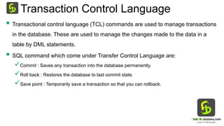 Comprehensive Overview of SQL Components and Their Functions | PPTX