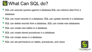 Comprehensive Overview of SQL Components and Their Functions | PPTX