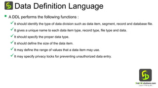 Comprehensive Overview of SQL Components and Their Functions | PPTX