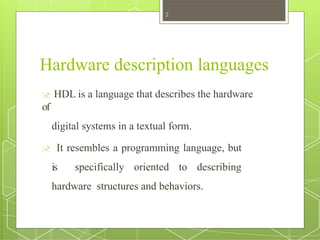 Introduction to The VHDL Language presentation | PDF