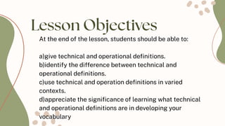 Understanding Technical and Operational Definitions in Vocabulary ...