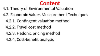 Comprehensive Environmental Valuation: Theory, Values, and Economic ...