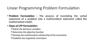Linear Programming Formulation Example Comprehensive Guide to Linear Programming: Formulation and Graphical ...