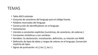 Elementos Básicos del Lenguaje C++: Sintaxis y Programación | PPTX