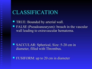 Comprehensive Overview of Aneurysms and Vascular Diseases | PPT