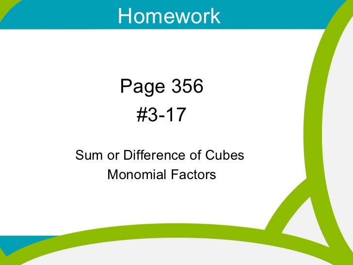 factoring module 8 math grade Difference Cubes Factoring Two Sum  2/27/12 Special of &