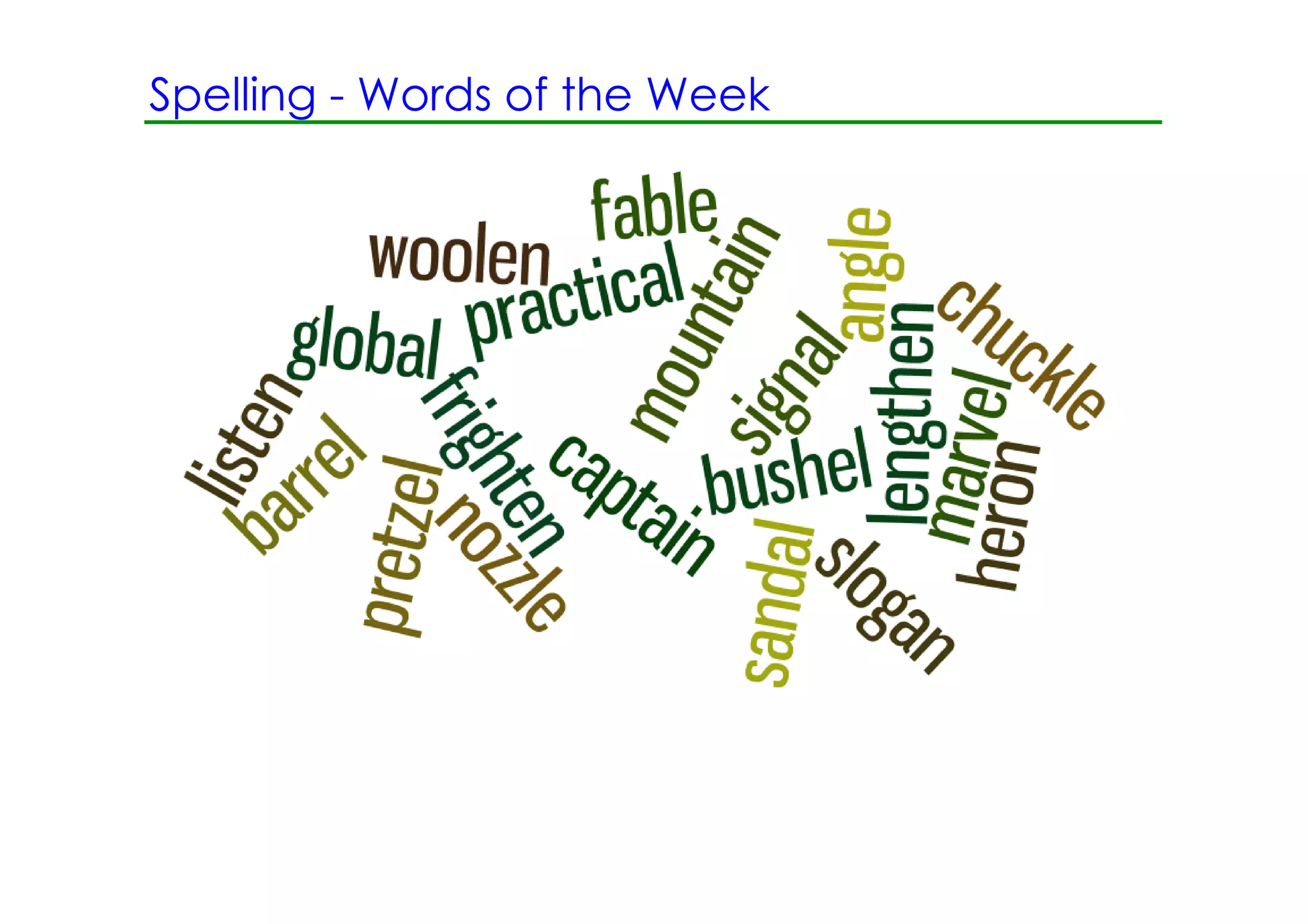Spelling ­ Words of the Week
 