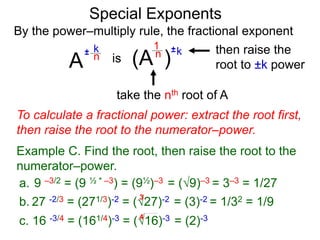 Compound Interest
Let P = principal
i = (periodic) interest rate,
N = number of periods
A = accumulation
then P(1 + i) N = A
The PINA Formula (Periodic Interest)
We use the following time line to see what is happening.
P
0 1 2 3 Nth periodN–1
Rule: Multiply (1 + i) each period forward
P(1 + i) P(1 + i) 2 P(1 + i) 3 P(1 + i) N - 1 P(1 + i) N
Example E. $1,000 is in an account that has a monthly interest
rate of 1%. How much will be there after 60 years?
 
