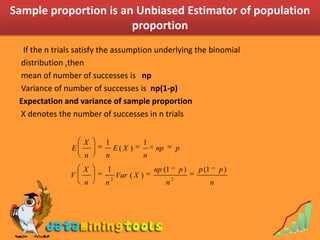 Single Sample Proportion Estimation Interval Estimation & Estimation Of Proportion | PPTX