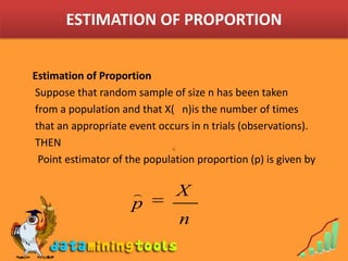 Single Sample Proportion Estimation Interval Estimation & Estimation Of Proportion | PPTX