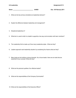 2.2 Leadership Questions