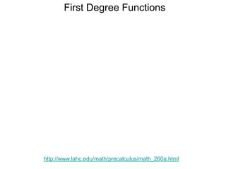 First Degree Functions
http://www.lahc.edu/math/precalculus/math_260a.html
 