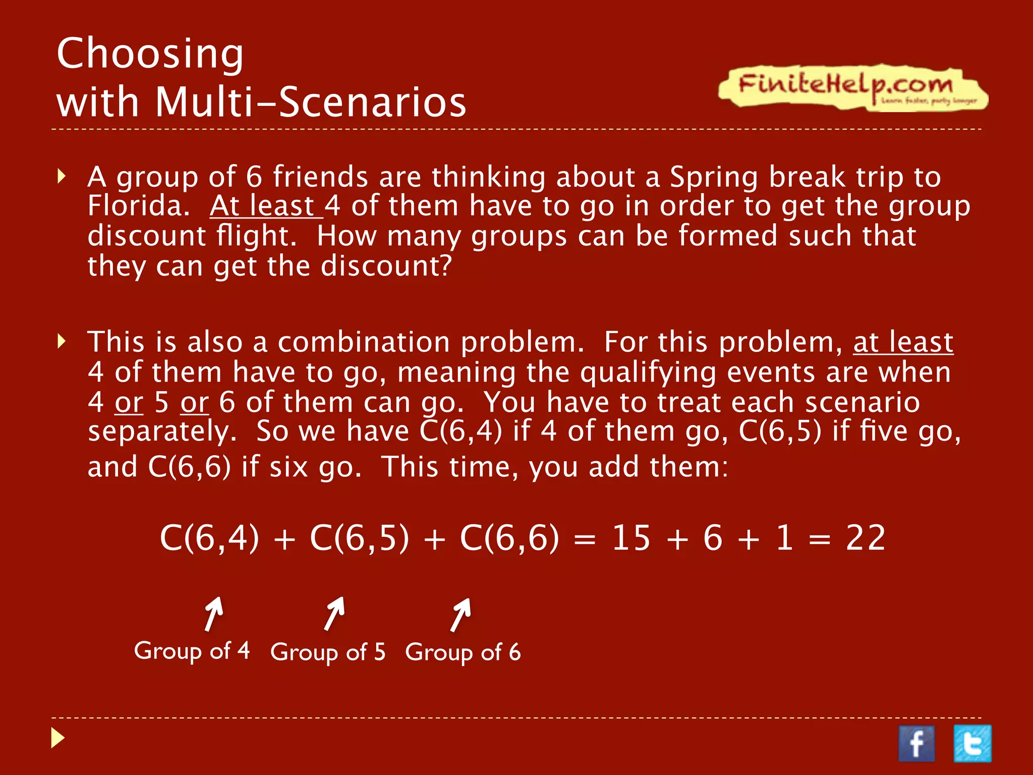 Counting Partitions: Combinations - Finite Math | KEY