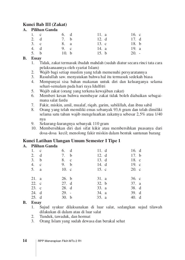 Soal fiqih kelas 9 semester 2 dan kunci jawaban