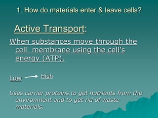 Ch. 2.3 Cell transport | PPT