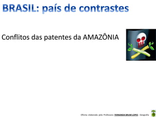 Oficina elaborada pela Professora FERNANDA BRUM LOPES - Geografia
Conflitos das patentes da AMAZÔNIA
 
