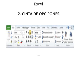Excel

2. CINTA DE OPCIPONES




         EXCEL
 