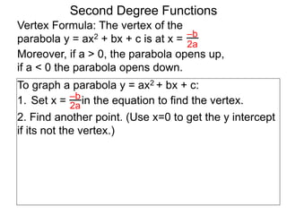 2 4 Grapgs Of Second Degree Functions
