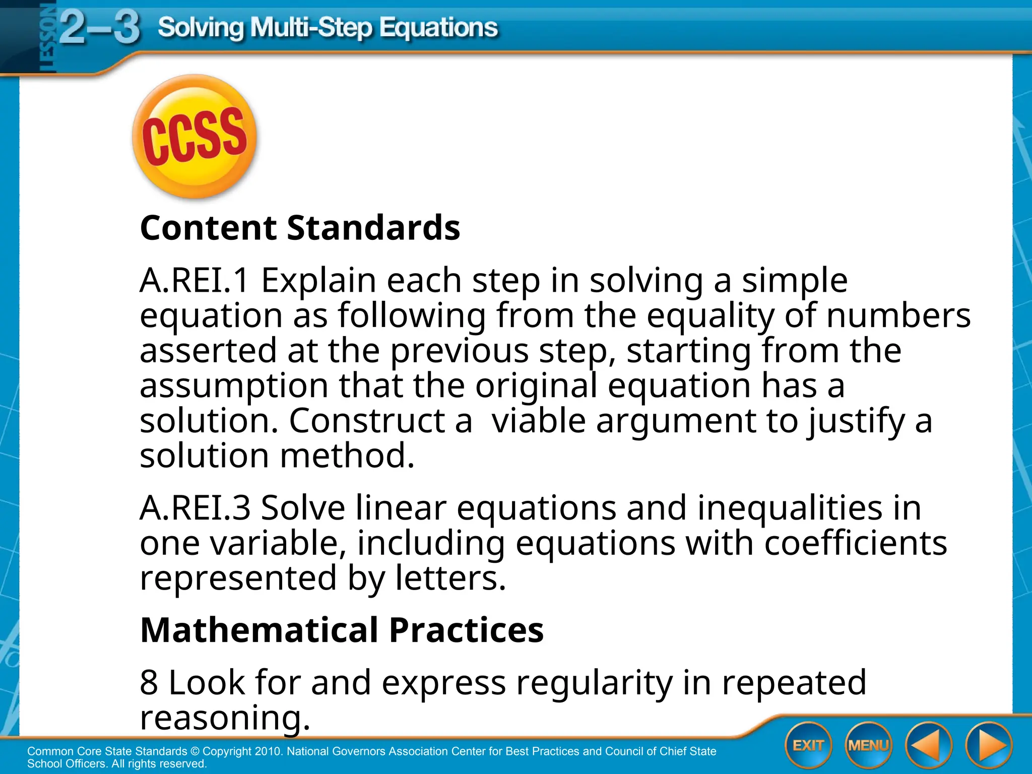 2-3 Multi-step equations glencoe algebra | PPT