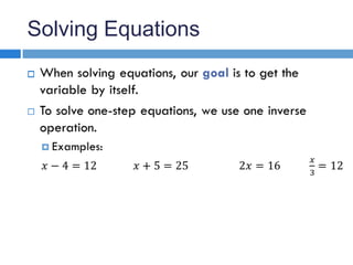 Solving Equations
