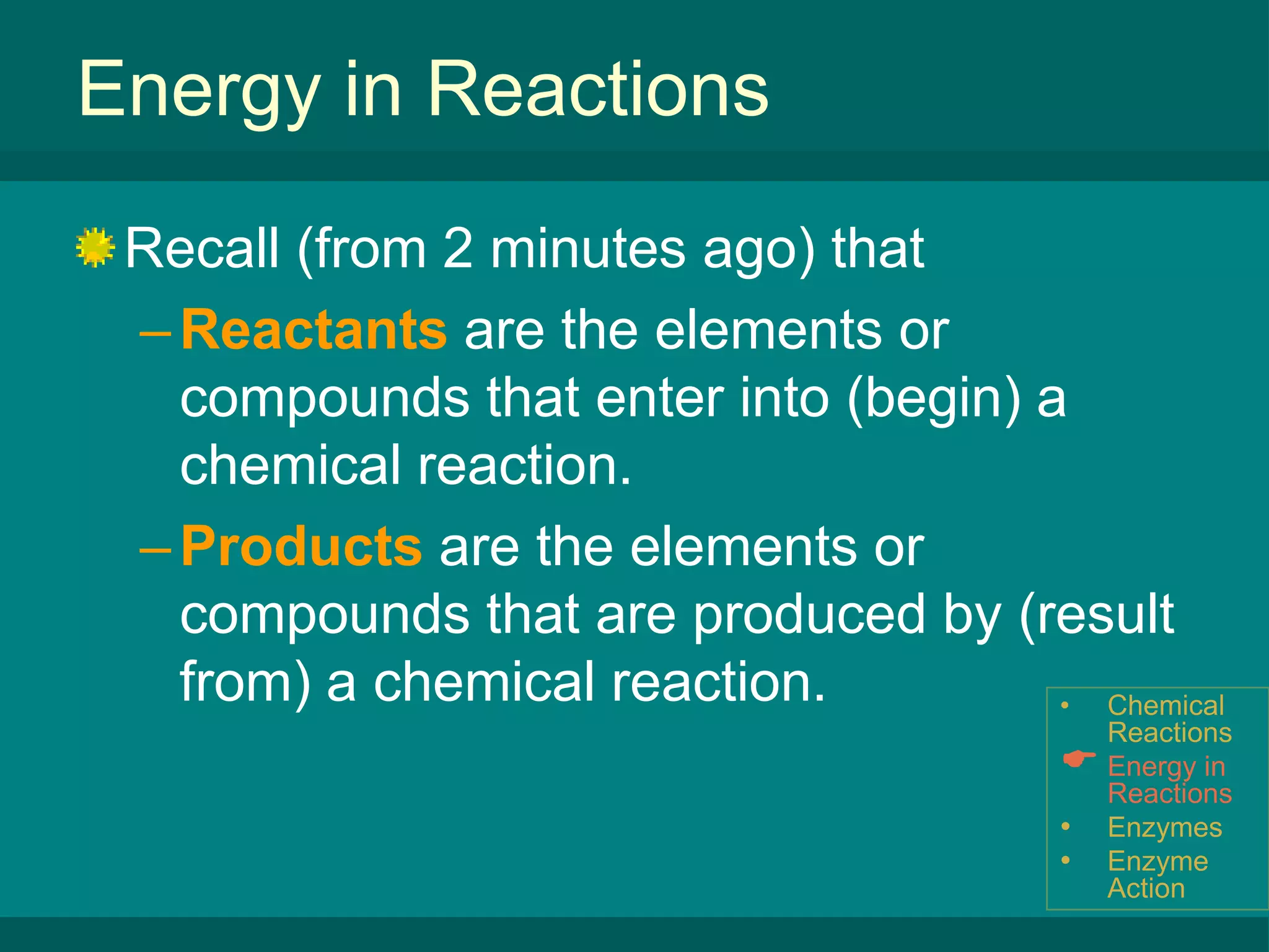 Energy in Reactions