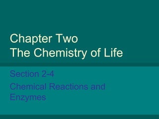 Chapter Two The Chemistry of Life Section 2-4 Chemical Reactions and Enzymes 